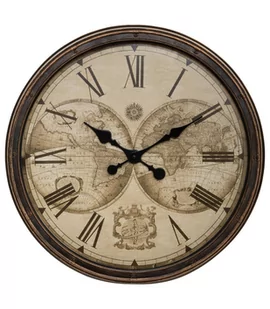 Zegar ścienny z mapą świata TOMY 51 cm brązowy 179402 - Zegary - miniaturka - grafika 1