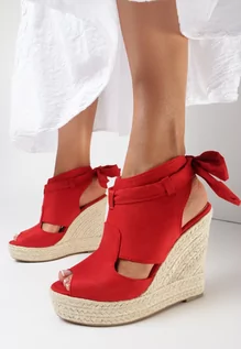 Sandały damskie - Czerwone Sandały Thassa - grafika 1