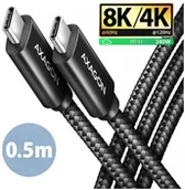 Kable USB - Kabel USB Axagon BUCM4X-CM05AB NewGEN+ kabel USB-C <-> USB-C, 0.5m, USB4 Gen 3×2, PD 240W 5A, 8K HD, ALU, plecionka, czarny - miniaturka - grafika 1