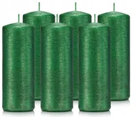 Świece - Świeczki ozdobne zestaw 6 świec walec 15/6 zielone - miniaturka - grafika 1