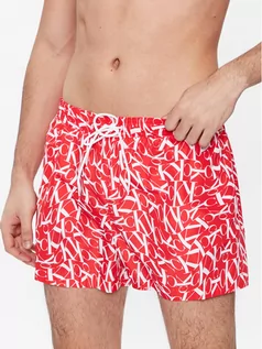 Kąpielówki męskie - Calvin Klein Swimwear Szorty kąpielowe KM0KM00802 Czerwony Regular Fit - grafika 1