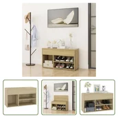 Szafki na buty - The Living Store Ławka na buty dąb sonoma 80x30x45 cm Materiał drewnopochodny - miniaturka - grafika 1