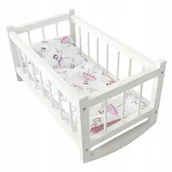 Pościel dla dzieci - Drewniana Kołyska Łóżeczko Dla Lalek Białe Pościel Baletnica Pokój Dziecka - miniaturka - grafika 1