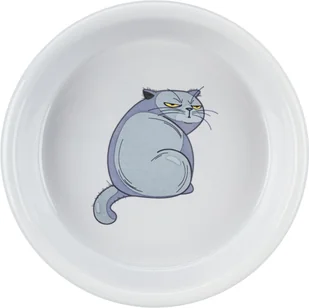 TRIXIE Ceramiczna miska dla kota 0,25l / 13 cm - szara z nadrukiem kota - Miski dla kotów - miniaturka - grafika 1