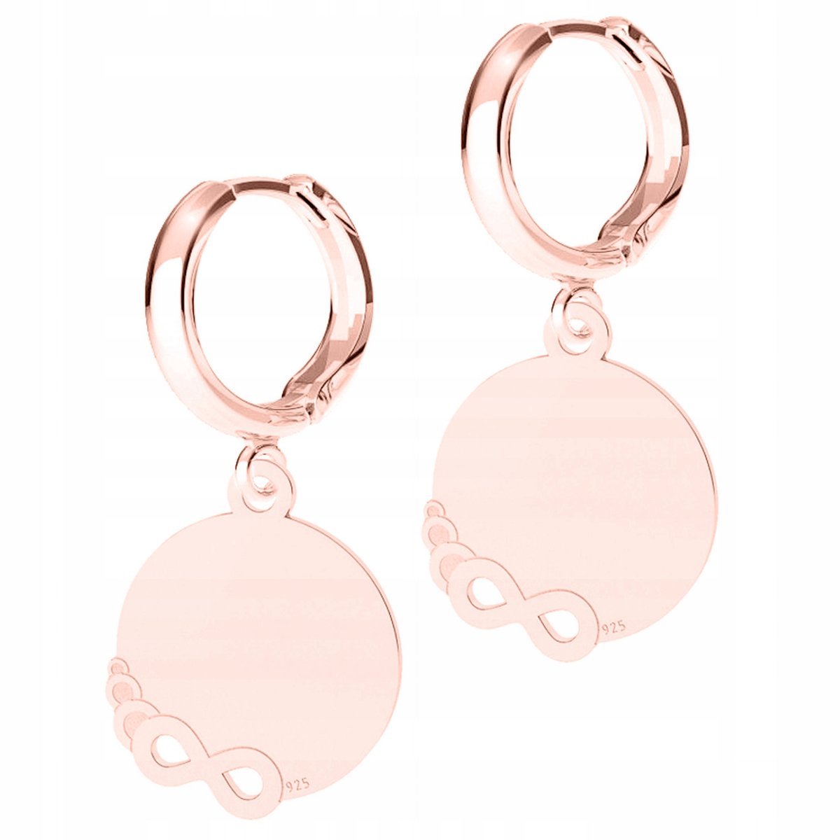 Kolczyki Pozłacane Okrągłe Blaszki z Nieskończonością Ósemki SREBRO 925