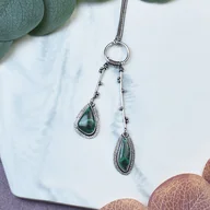 Wisiorki - Posrebrzany elegancki wisiorek z malachitem #510 - miniaturka - grafika 1