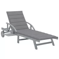 Leżaki ogrodowe - vidaXL Ogrodowy leżak z poduszką lite drewno akacjowe   3061330 - miniaturka - grafika 1