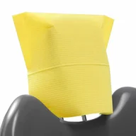Kosmetyczne akcesoria jednorazowe - Pokrowiec na zagłówek stomatologiczny 32cm x 28cm żółty podfoliowany 54g DentixPro 50szt - miniaturka - grafika 1