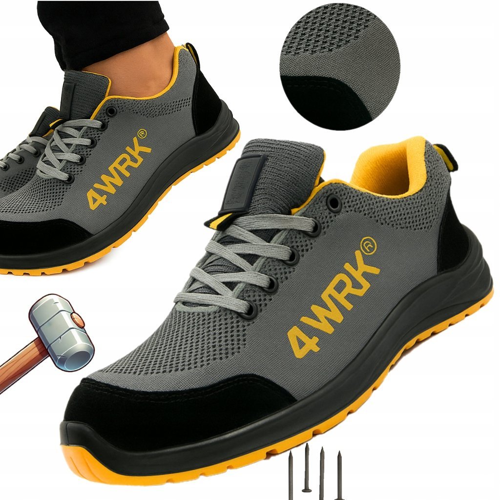 BUTY ROBOCZE PÓŁBUTY LEKKIE OCHRONNE Z PODNOSKIEM BHP MĘSKIE SPORTOWE S1P