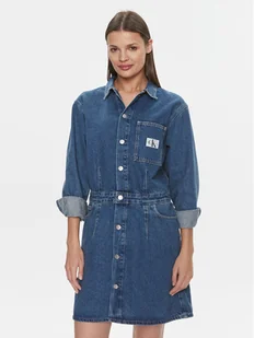 Calvin Klein Jeans Sukienka jeansowa Darted Denim Shirt Dress J20J222461 Granatowy Slim Fit - Sukienki - miniaturka - grafika 1