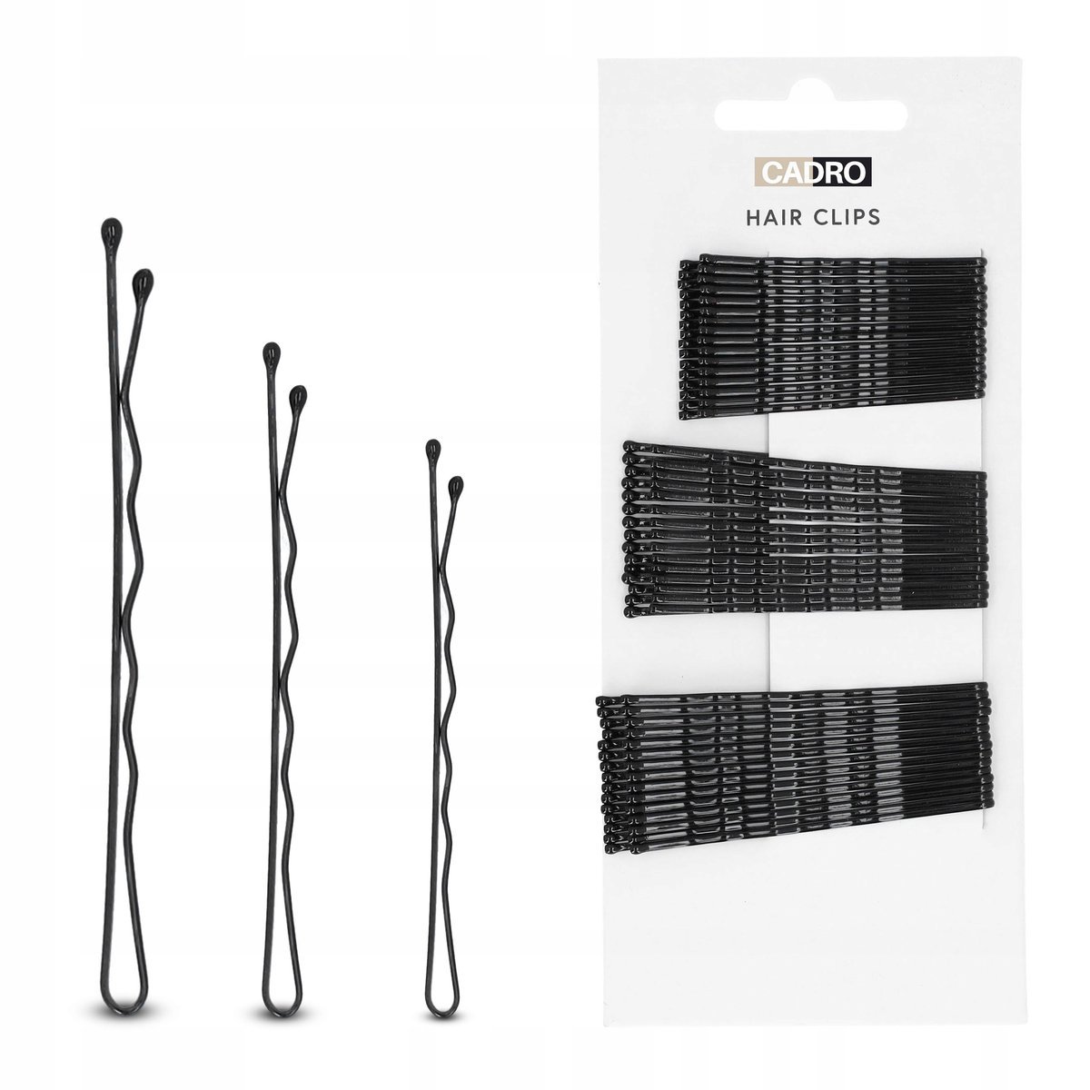 Wsuwki do włosów czarne komplet 145 sztuk 3 rozmiary klasyczne bez niklu