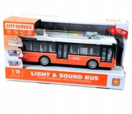 Samochody i pojazdy dla dzieci - AUTOBUS POMARAŃCZOWY TROLEJBUS ŚWIATŁO DŹWIĘK 30CM - miniaturka - grafika 1