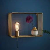 Lampy ścienne - Markslojd Shelf 107815 Kinkiet oprawa ścienna 1x60W E27 złoty - miniaturka - grafika 1