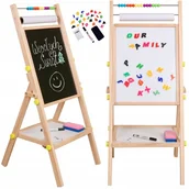 Tablice dla dzieci - Duża obrotowa tablica drewniana kredowa magnetyczna suchościeralna 5w1 - miniaturka - grafika 1