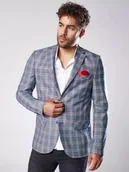 Marynarki męskie - Marynarka męska w kratę granatowa Dstreet MX0566-M - miniaturka - grafika 1