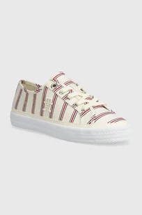 Tommy Hilfiger tenisówki VULC CANVAS SNEAKER SHIRTING damskie kolor beżowy FW0FW07672 - Trampki damskie - miniaturka - grafika 1