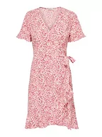 Sukienki - ONLY Women's ONLOLIVIA S/S WRAP Dress WVN NOOS sukienka, Rose Smoke/AOP: Tanya Flower, 32, Różowy dym/Aop: kwiat tanya, 32 - miniaturka - grafika 1