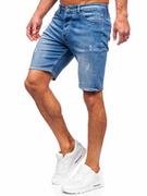 Spodenki męskie - Granatowe krótkie spodenki jeansowe Denley 0466 - miniaturka - grafika 1