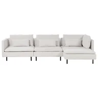 Narożniki - BELIANI Sofa narożnik lewostronny modułowa beżowa tapicerowana 3-osobowa nowoczesna kanapa z poduszką do salonu - miniaturka - grafika 1