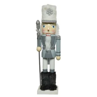 Figurka drewniana dziadek do orzechów 11 x 8,5 x 38 cm szary - Ozdoby bożonarodzeniowe - miniaturka - grafika 1