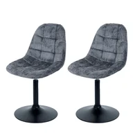 Krzesła - Zestaw 2 krzeseł do jadalni HWC-A60, krzesło kuchenne obrotowe, stal MVG tkanina/tkanina szenilowa (465g/m²) ~ ciemnoszary - miniaturka - grafika 1
