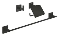 Wieszaki łazienkowe - Grohe QuickFix Start Cube - Zestaw akcesoriów łazienkowych 3 w 1, czarny mat 411242430 - miniaturka - grafika 1