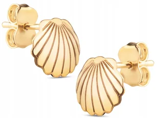Piękne Złote Kolczyki Na Sztyft Muszle Muszelki 14Kt 585 - Kolczyki - miniaturka - grafika 1