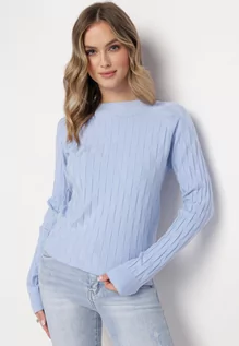 Swetry damskie - Jasnoniebieski Klasyczny Sweter z Golfem Nordda - grafika 1