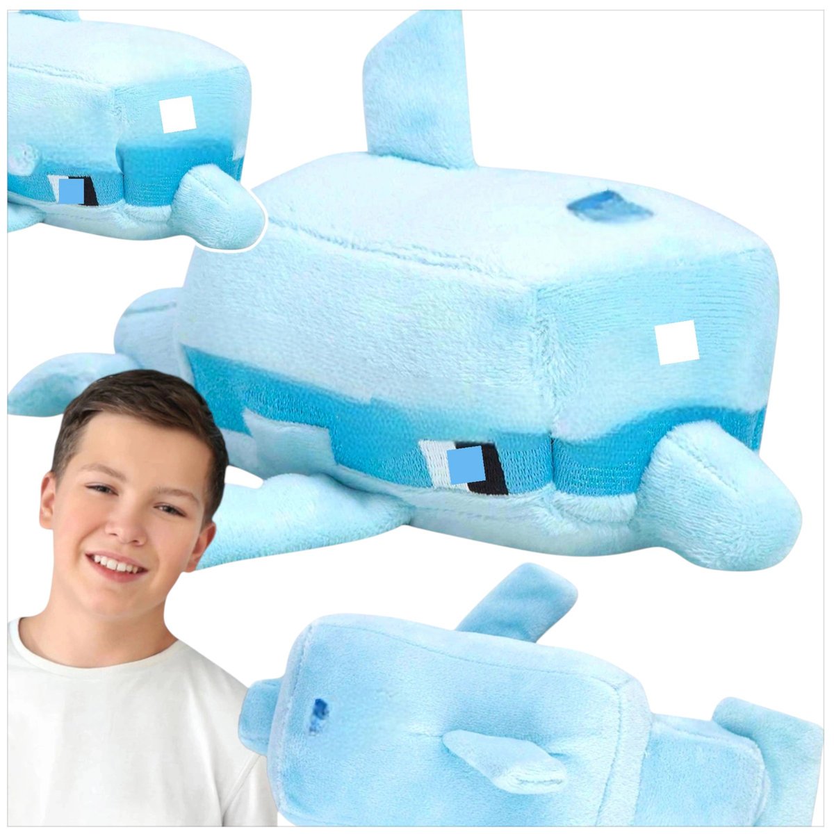 MASKOTKA Z GRY MINECRAFT WODNY ŚWIAT DUŻY DELFIN DELFINEK PRZYTYLANKA PLUSZ