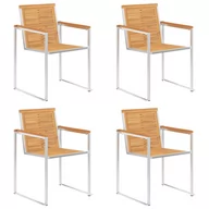 Fotele i krzesła ogrodowe - vidaXL Krzesła ogrodowe, 4 szt., lite drewno tekowe i stal nierdzewna - miniaturka - grafika 1