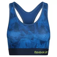 Biustonosze - Reebok Krótki biustonosz damski niebieski poliester tkanina oddychająca i wymienny sportowy mężczyzna, Niebieski druk Batik, XS - miniaturka - grafika 1