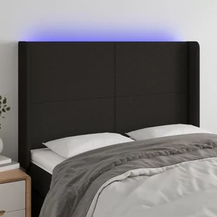 Lumarko Zagłówek do łóżka z LED, czarny, 147x16x118/128 cm, tkanina - Inne meble do sypialni - miniaturka - grafika 1