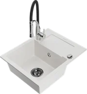 Zlewozmywaki z baterią - Mexen Enzo zlewozmywak granitowy 1-komorowy z ociekaczem i baterią kuchenną Aster, biały - 6506-20-73450-07-B - miniaturka - grafika 1