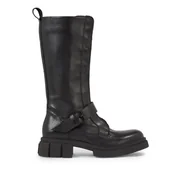 Kozaki damskie - Kozaki Tommy Hilfiger Cool Monochromatic Bikerboot FW0FW07338 Czarny - miniaturka - grafika 1