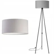 Lampy stojące - Lampa stojąca podłogowa Trójnóg Metalowy Abażur szary - miniaturka - grafika 1