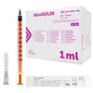 Akcesoria dla osób starszych i niepełnosprawnych - Zarys, Strzykawka do insuliny poj.1 ml j.u. (100I.U/ml) z igłą 0,40x13mm dicoSULIN (a'100szt.) - miniaturka - grafika 1