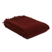 Koce - Koc wełniany merynos Bukle 140x200 bordowy z frędzlami - miniaturka - grafika 1