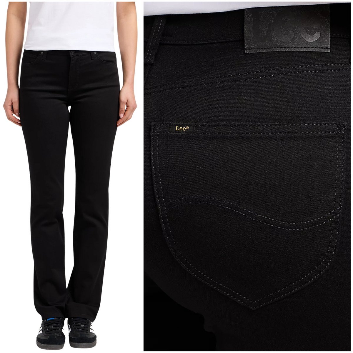 Lee MARION STRAIGHT Black Rinse proste damskie spodnie jeansowe W34 L33