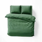 Pościel - Pościel adamaszkowa 160x200 ZIELONA jednobarwna paski 1cm Pure 100% bawełna - miniaturka - grafika 1