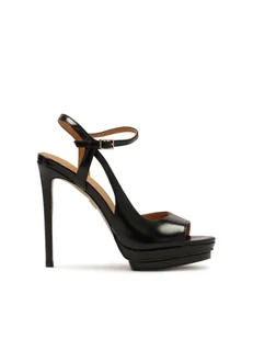 Czarne sandały na platformie i szpilce - 37 - Sandały damskie - miniaturka - grafika 1