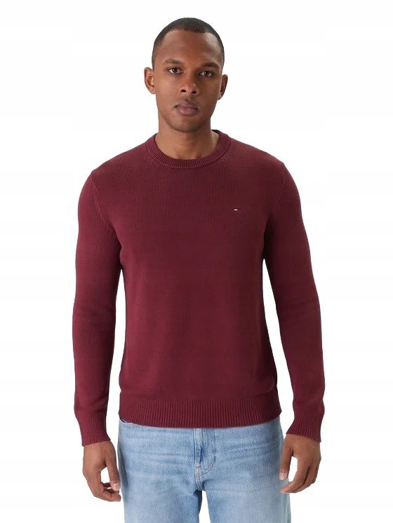TOMMY JEANS BORDOWY SWETER MĘSKI BAWEŁNIANY Z OKRĄGŁYM DEKOLTEM L 16BA