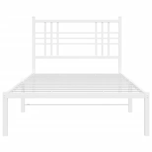 Metalowa rama łóżka z wezgłowiem, biała, 107x203 cm - Łóżka - miniaturka - grafika 5