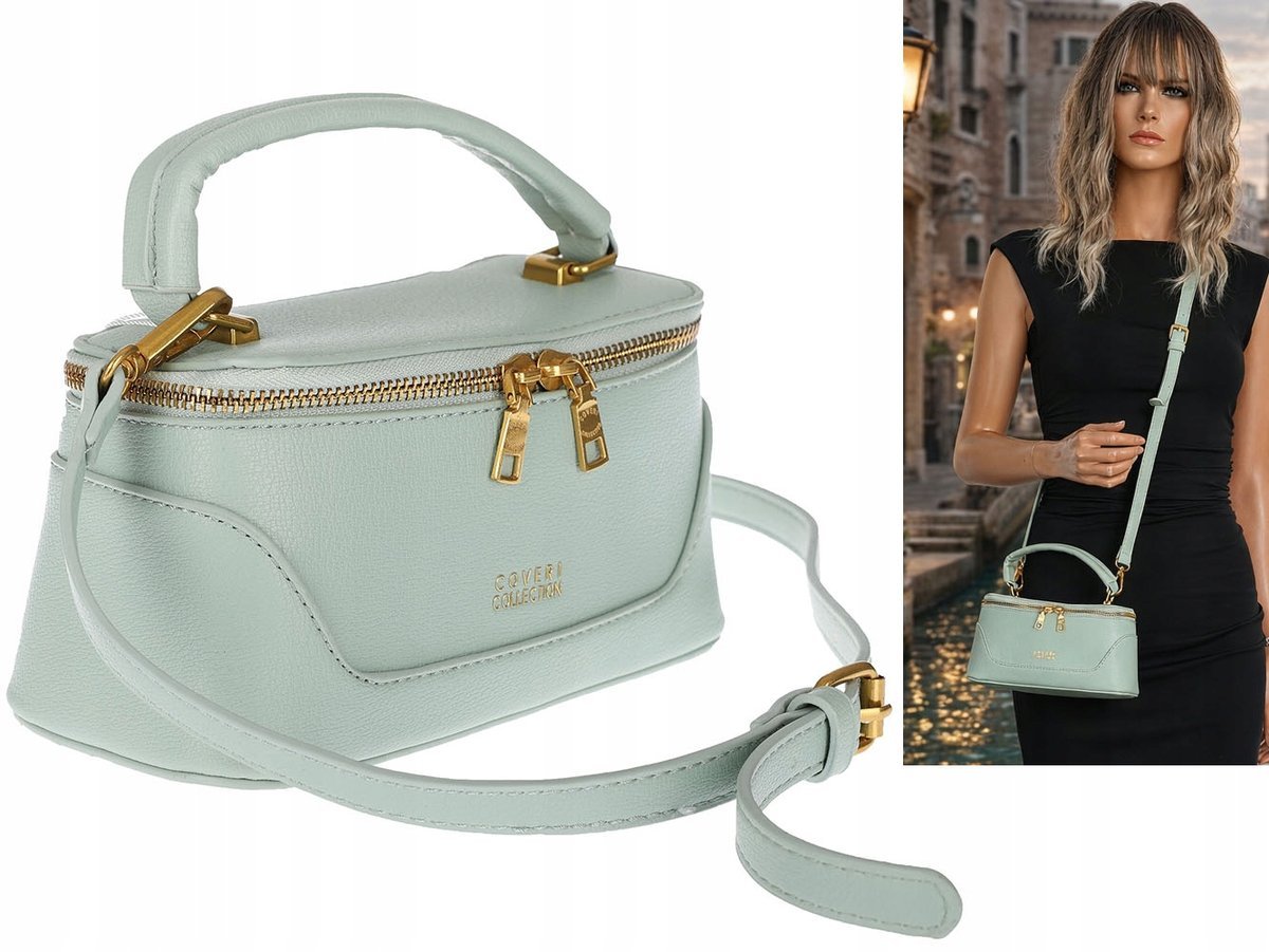 Torebka Damska klasyczna Listonoszka na ramię kuferek CC3453 Zielona