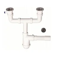 Syfony - Syfon zlewozmywakowy 2-komorowy sitko metalowe odpływ fi 50 XLEO - miniaturka - grafika 1