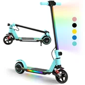 Hulajnogi elektryczne - SIMATE S5 Składana hulajnoga elektryczna dla dzieci, przednie koło 6,3 cala, 14 km/h, 130 W, maks. 70 kg, wyświetlacz LED, od 6 lat, błękitny - miniaturka - grafika 1