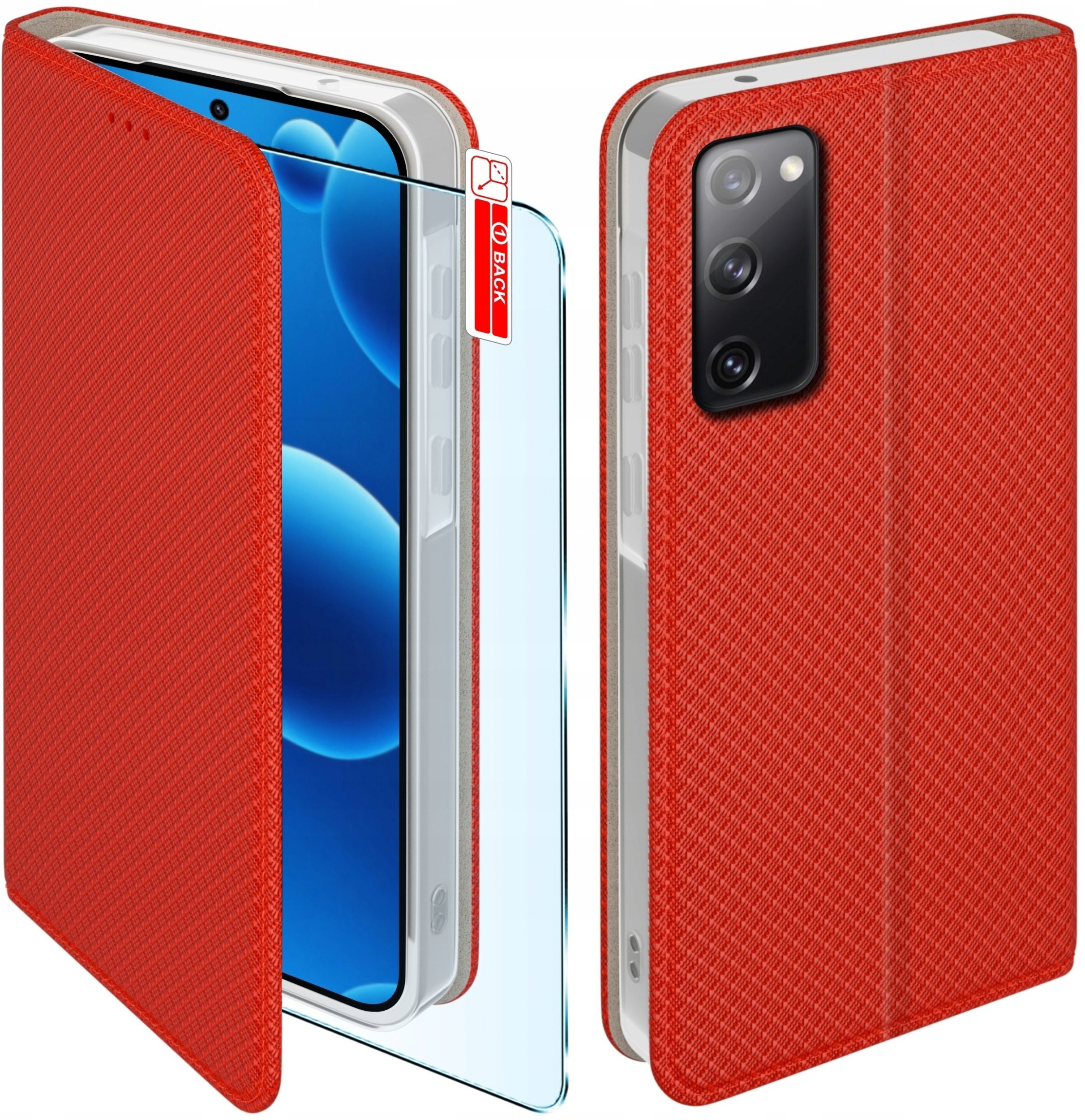krainaGSM Etui Z Klapką Do Samsung S20 Fe Zamykane Czerwone Futerał + Szkło