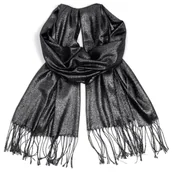 Apaszki i szaliki damskie - Szal damski połyskujący CRYSTAL THREAD BLACK - miniaturka - grafika 1