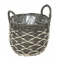 Donice - Osłonka kosz technorattanowy 32cm szaro-biały OTE - miniaturka - grafika 1