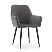Krzesła - krzesło IVO tapicerowane welurowe szare - miniaturka - grafika 1