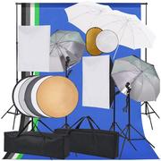 Lampy studyjne - vidaXL Zestaw studyjny Zestaw studyjny z lampami softbox parasolkami tłami i blendami 3067105 - miniaturka - grafika 1